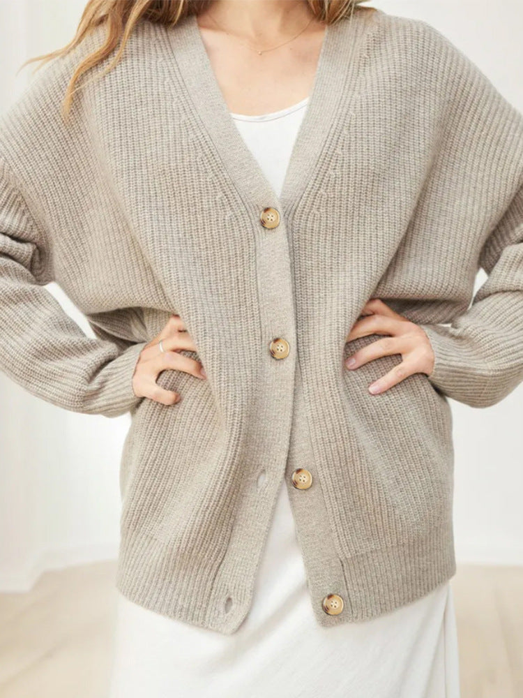 Solid Color Cardigan Sweater