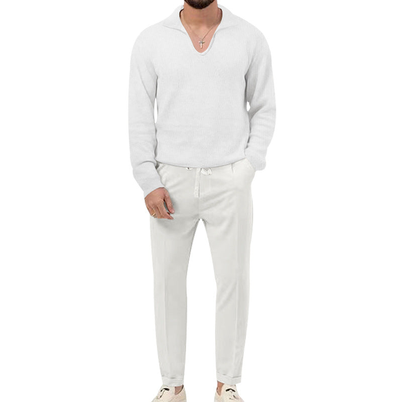 Lapel Long Sleeve Trousers