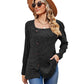 Loose Square Collar Button Long Sleeve Top