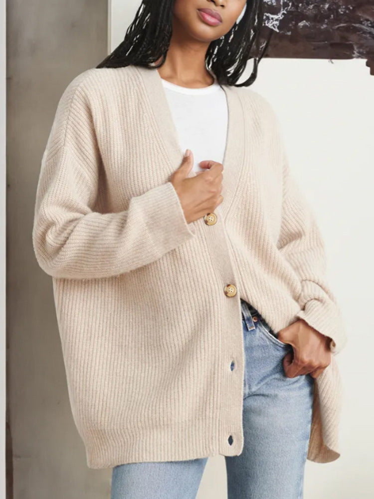 Solid Color Cardigan Sweater