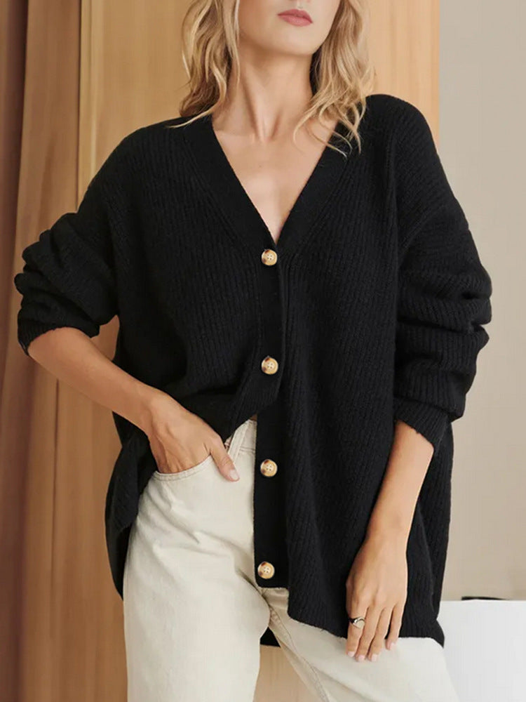 Solid Color Cardigan Sweater