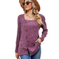 Loose Square Collar Button Long Sleeve Top