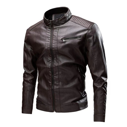 Stitching Motorcycle Retro Fashion Leather Jacket