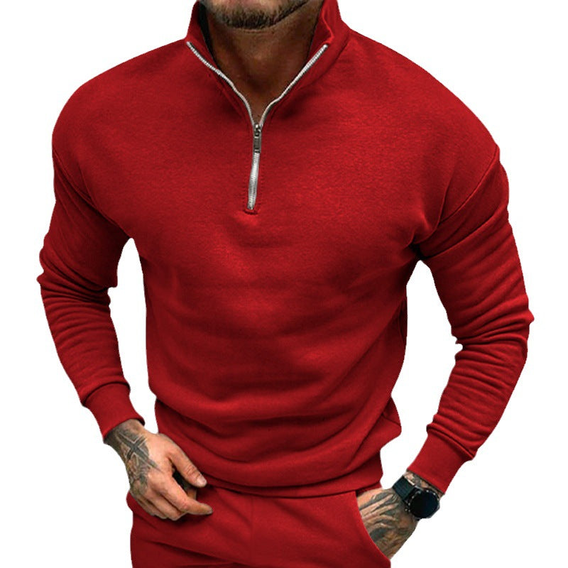 Fleece-lined Solid Color Sweatshirt