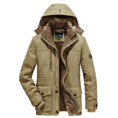 Multi-pocket Fleece-lined Thickened Coat