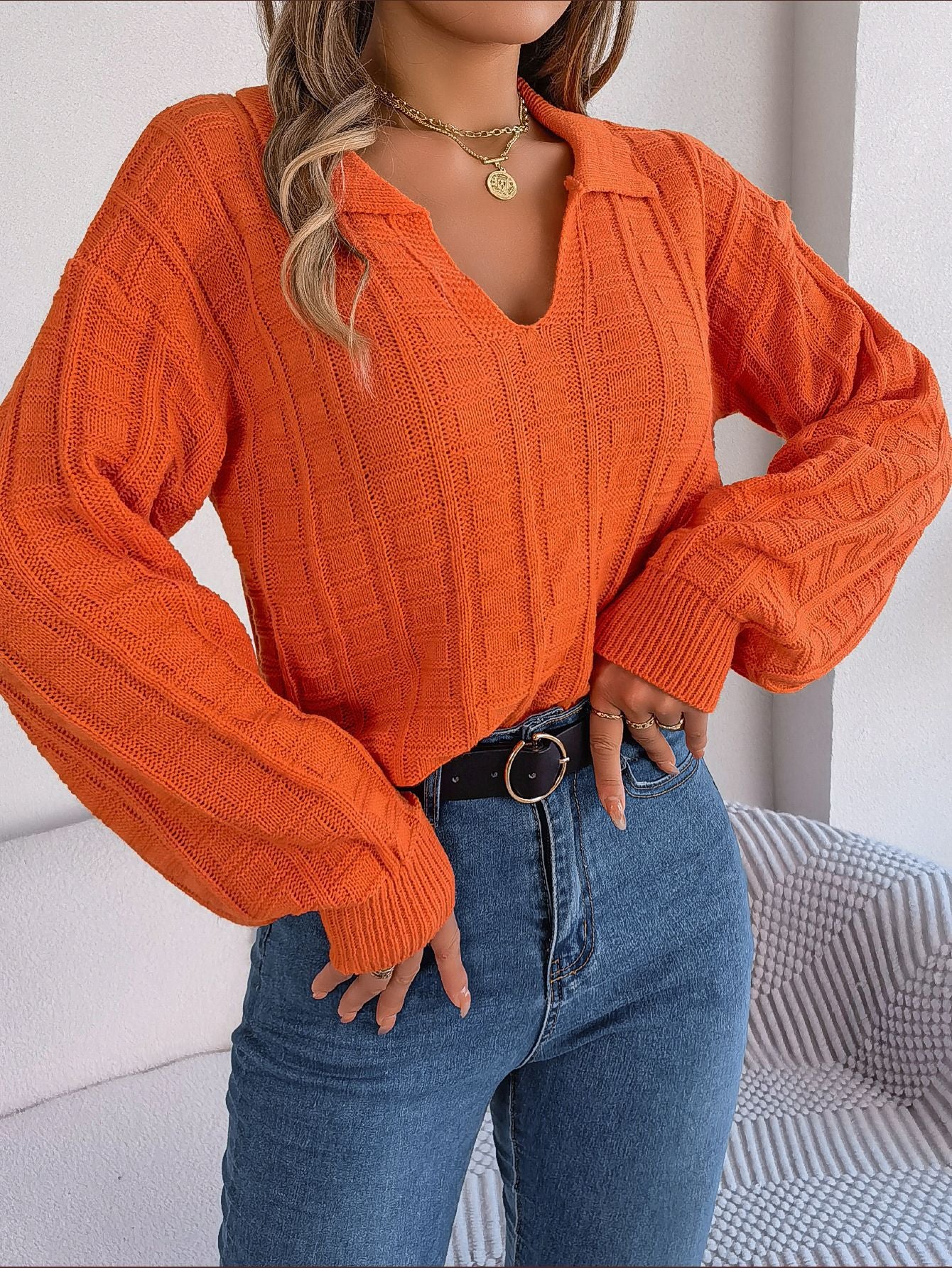 Long Sleeve Knitted Pullover Sweater