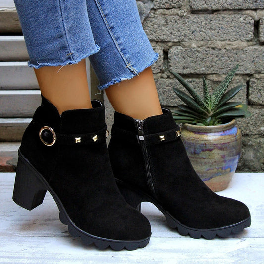 Side Zipper Ankle Boots