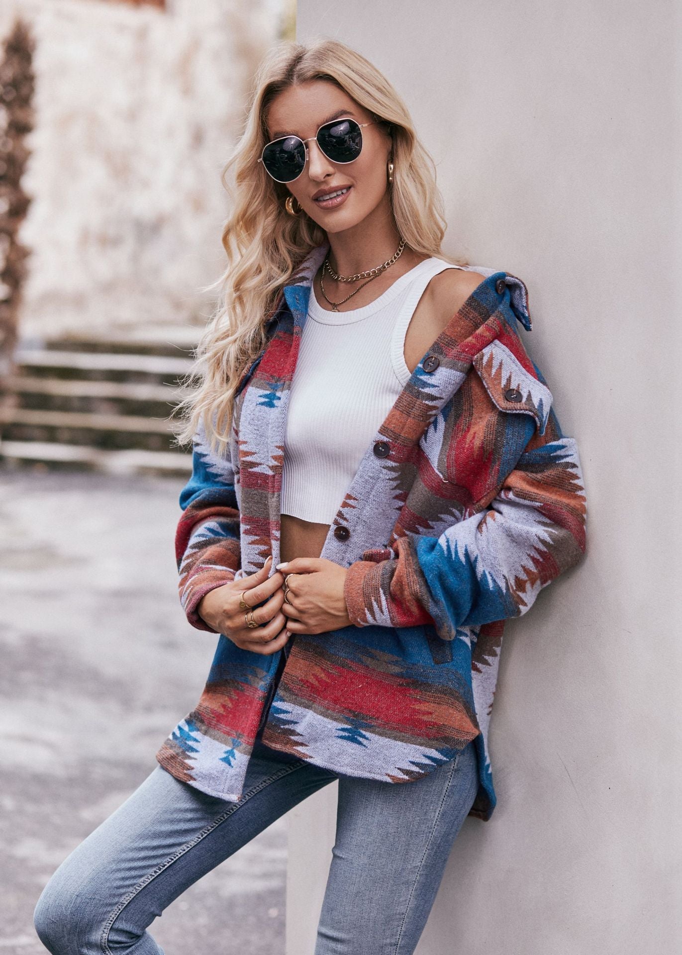 Geometric Print Jacket