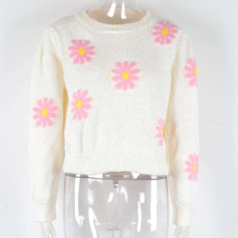 Floral Print Knit Sweater