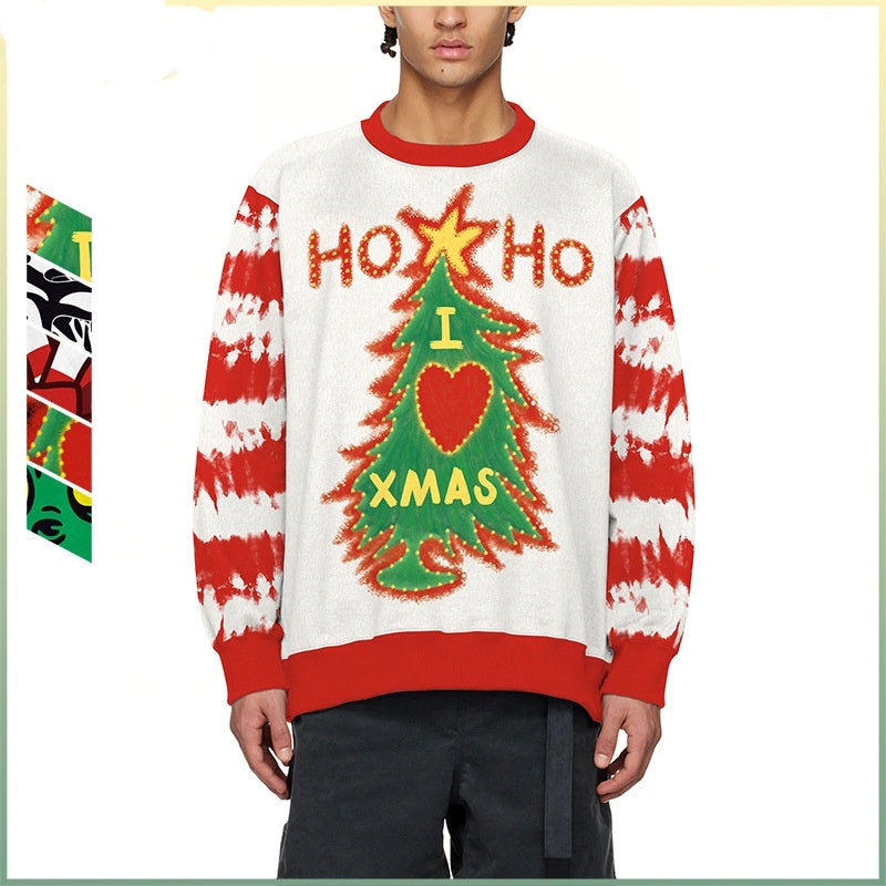 Christmas Tree Striped Digital Printing Sweater