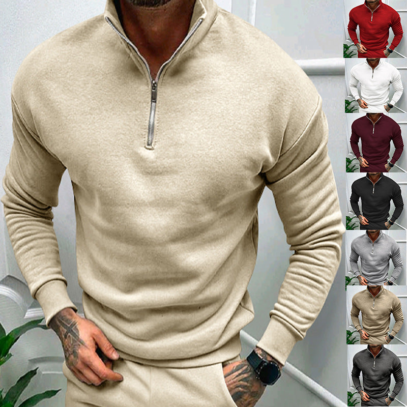 Fleece-lined Solid Color Sweatshirt