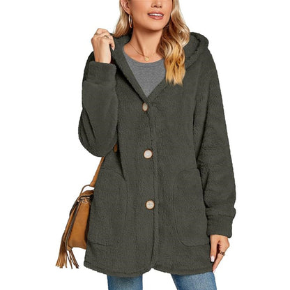 Hooded Button Casual Coat