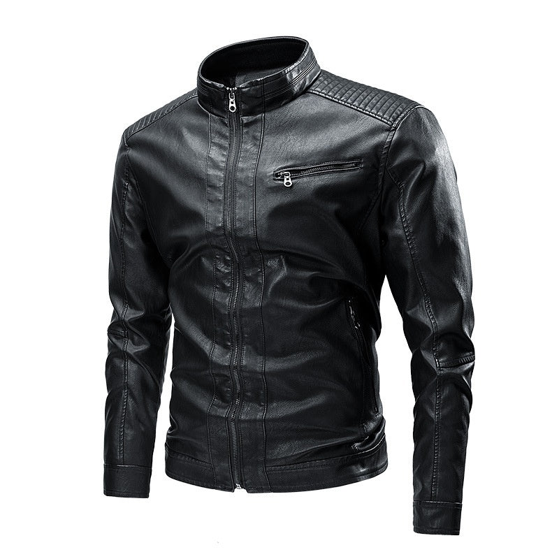 Stitching Motorcycle Retro Fashion Leather Jacket