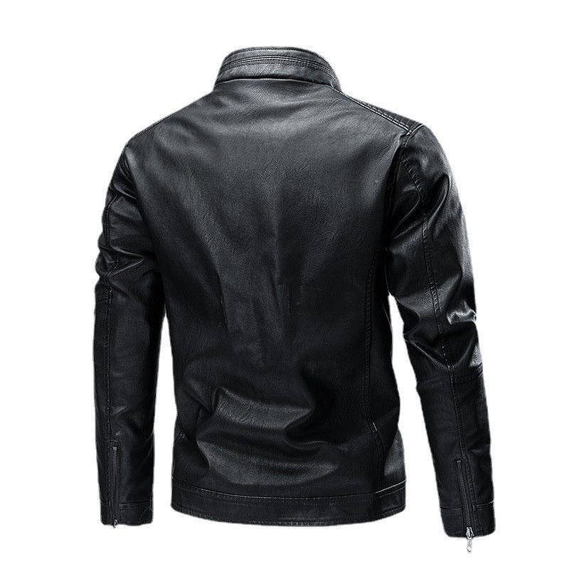 Stitching Motorcycle Retro Fashion Leather Jacket