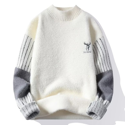 Single-layer Fleece-lined Half Turtleneck Sweater