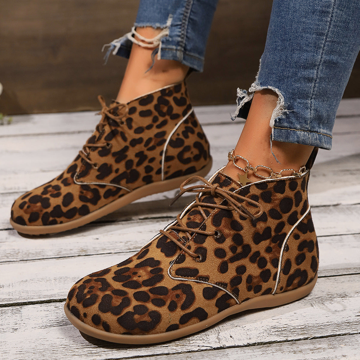 Leopard Print Casual Boots