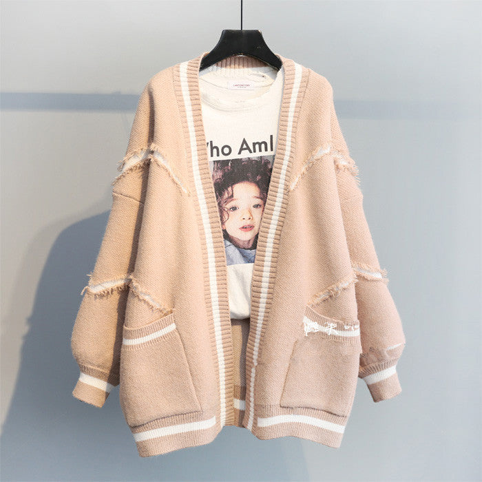 Loose Letter Thick Knit Cardigan