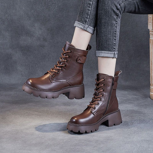 Fleece-lined Platform Martin Boots