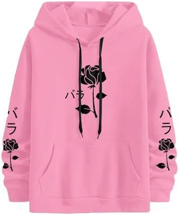 Print Drawstring Pocket Sweatshirt