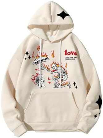 Print Drawstring Pocket Sweatshirt