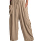 Elastic Waist Pleated High Wide Leg Pants