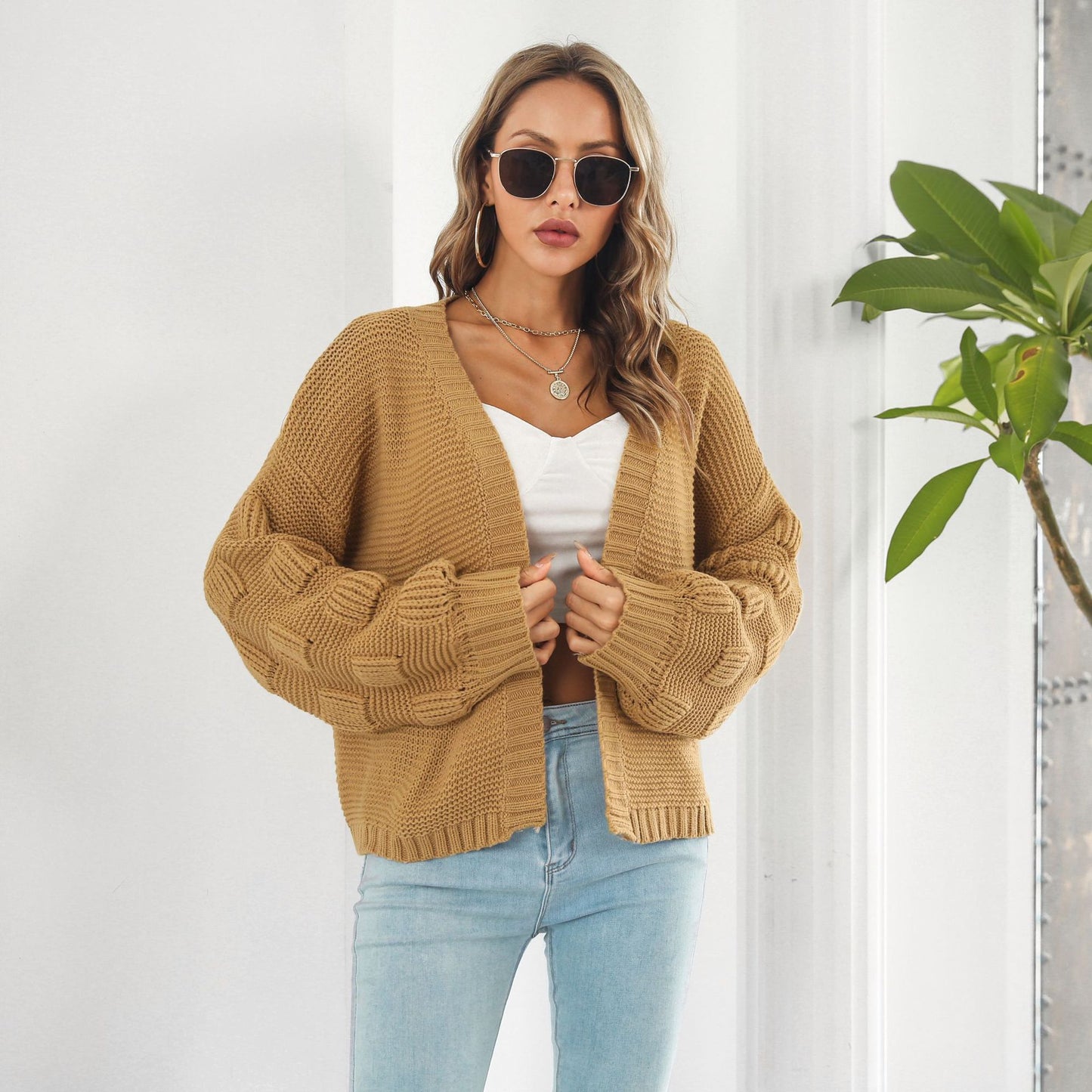 Puff Sleeve Cardigan Sweater