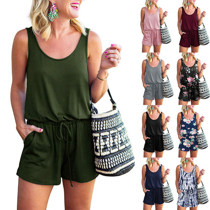 Tank Top Drawstring Tie Shorts