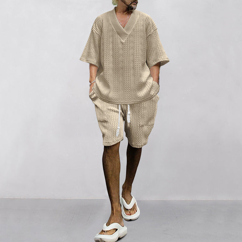 Jacquard Knitwear Shorts Suit