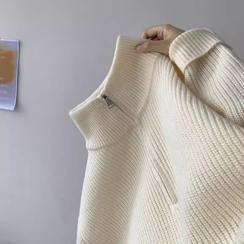 Half Zip Turtleneck Knitting Sweater