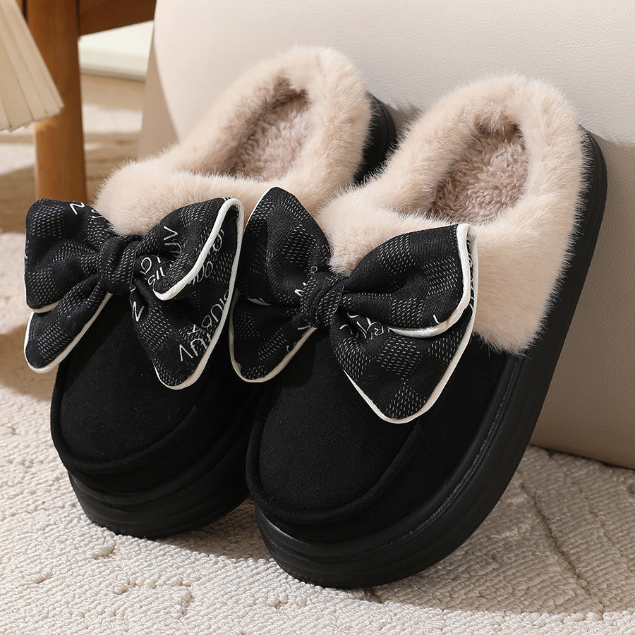 Cute Bowknot Plush Slipper