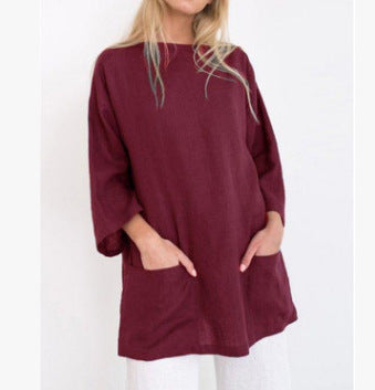 Loose Pockets Half Sleeve Top