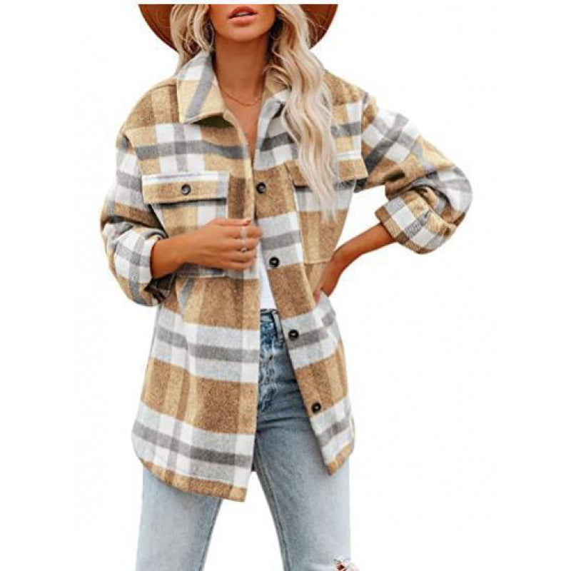 Woolen Plaid Shirt Jacket