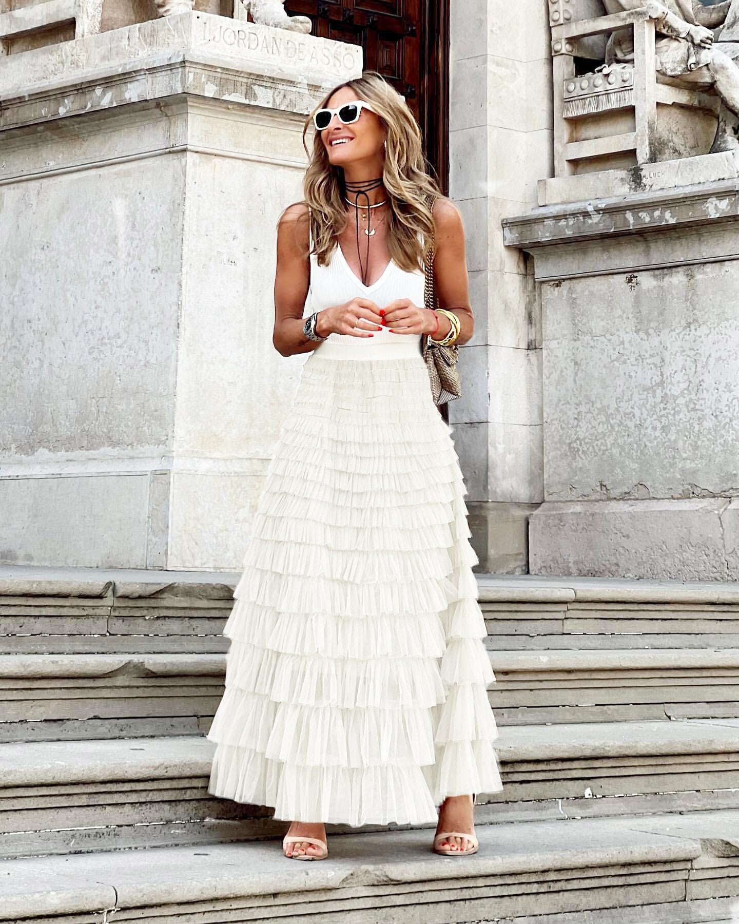 Mesh Tiered Skirt