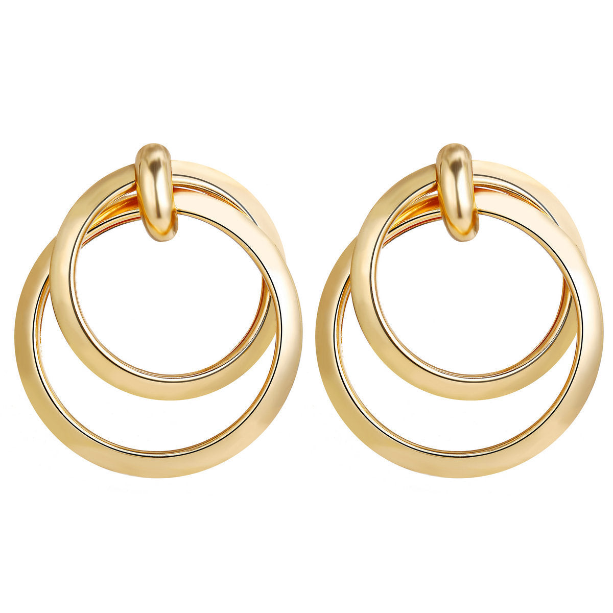 Double Circle Metal Earrings