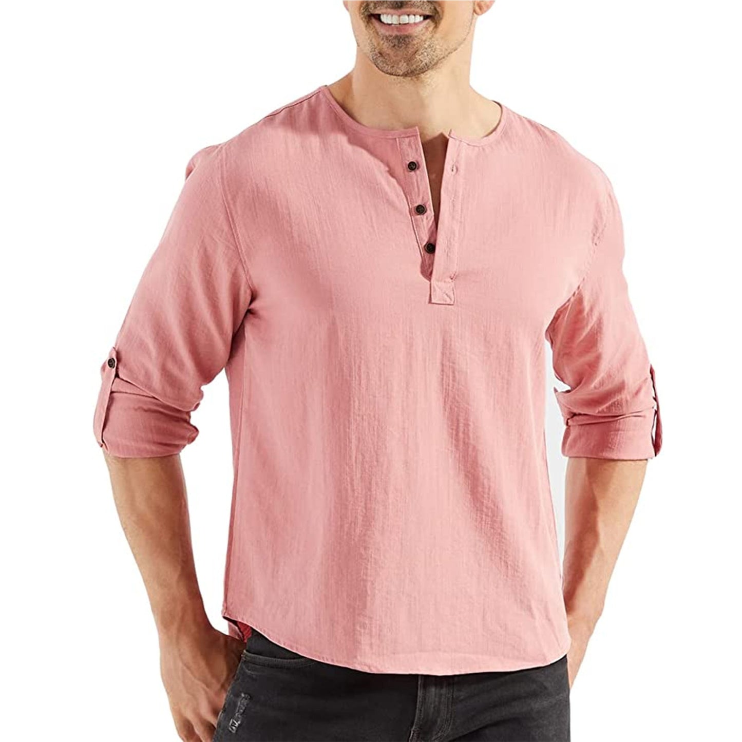 Casual Cotton Plain Long-sleeved Shirt