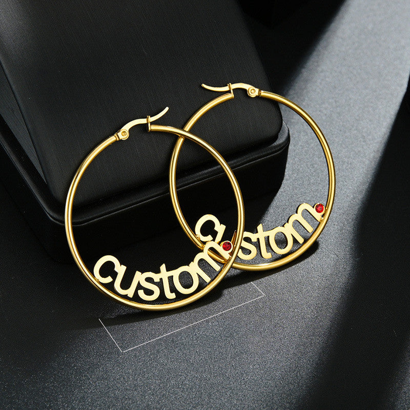 Name Letter Hoop Earrings