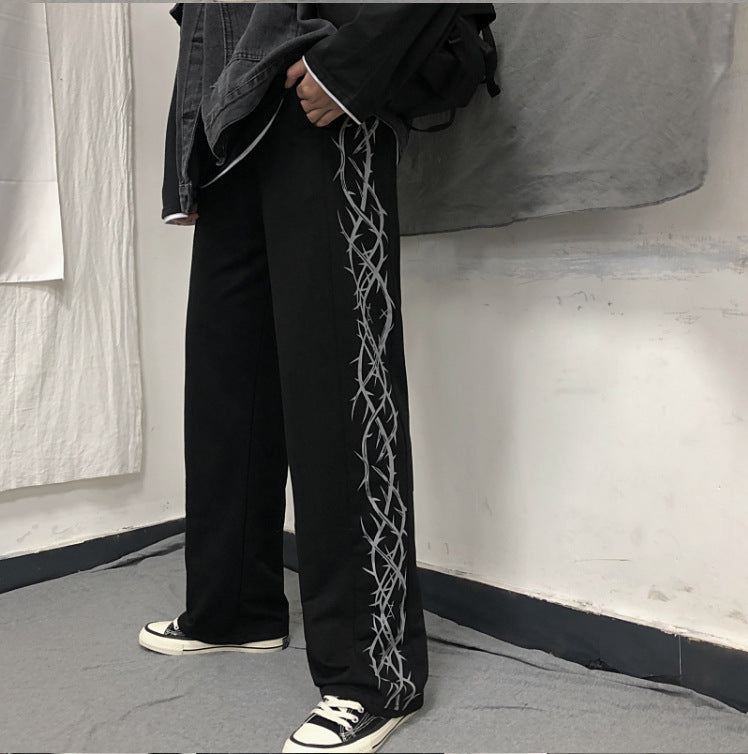 Straight slacks wide leg pants