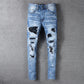Men's Whiskered Patch Patch Jeans