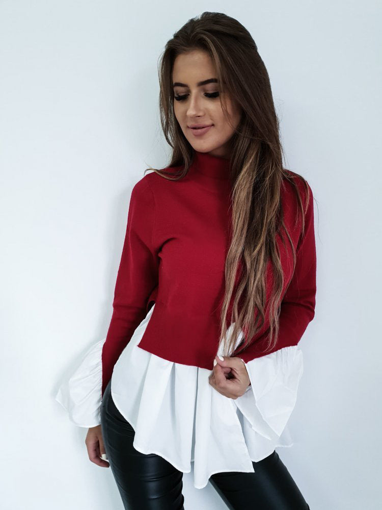 High neck long sleeve T-shirt