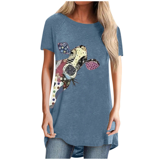 Cartoon print round neck T-shirt