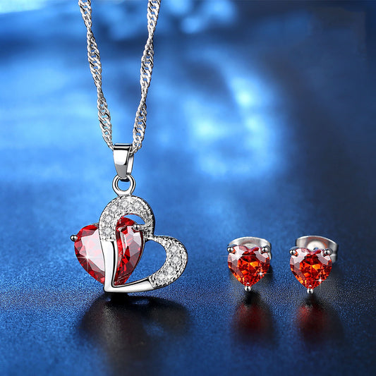 Heart necklace and earrings set