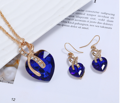 Heart-shaped earrings necklace set