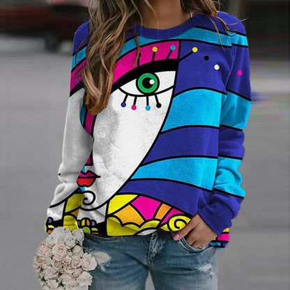 Printed long-sleeved sweater