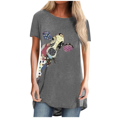 Cartoon print round neck T-shirt