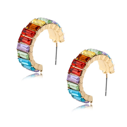 Multicolor C-shaped earrings