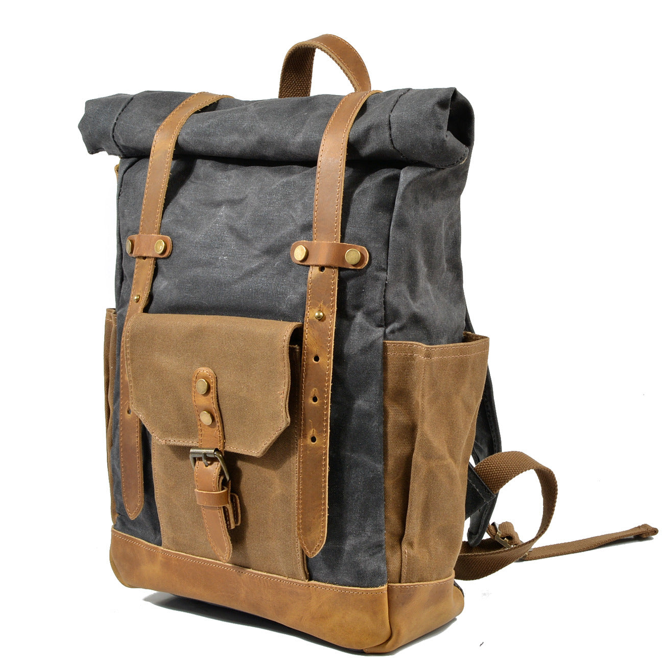 Retro contrast color waterproof rucksack