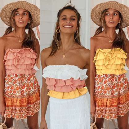 Ruffled strap tube top