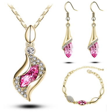 Crystal three-piece necklace set