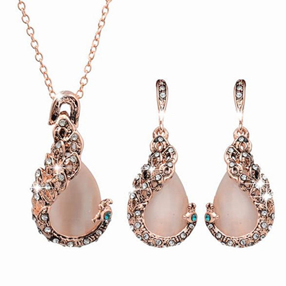 Rhinestone Pendant Necklace Set