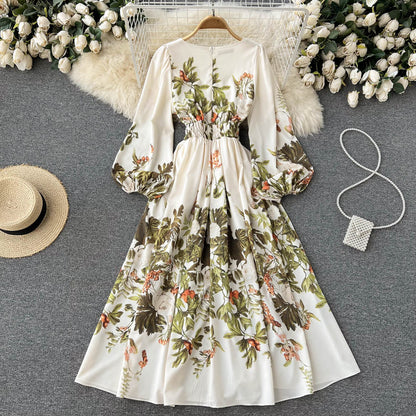 French Retro Literary Floral Dress